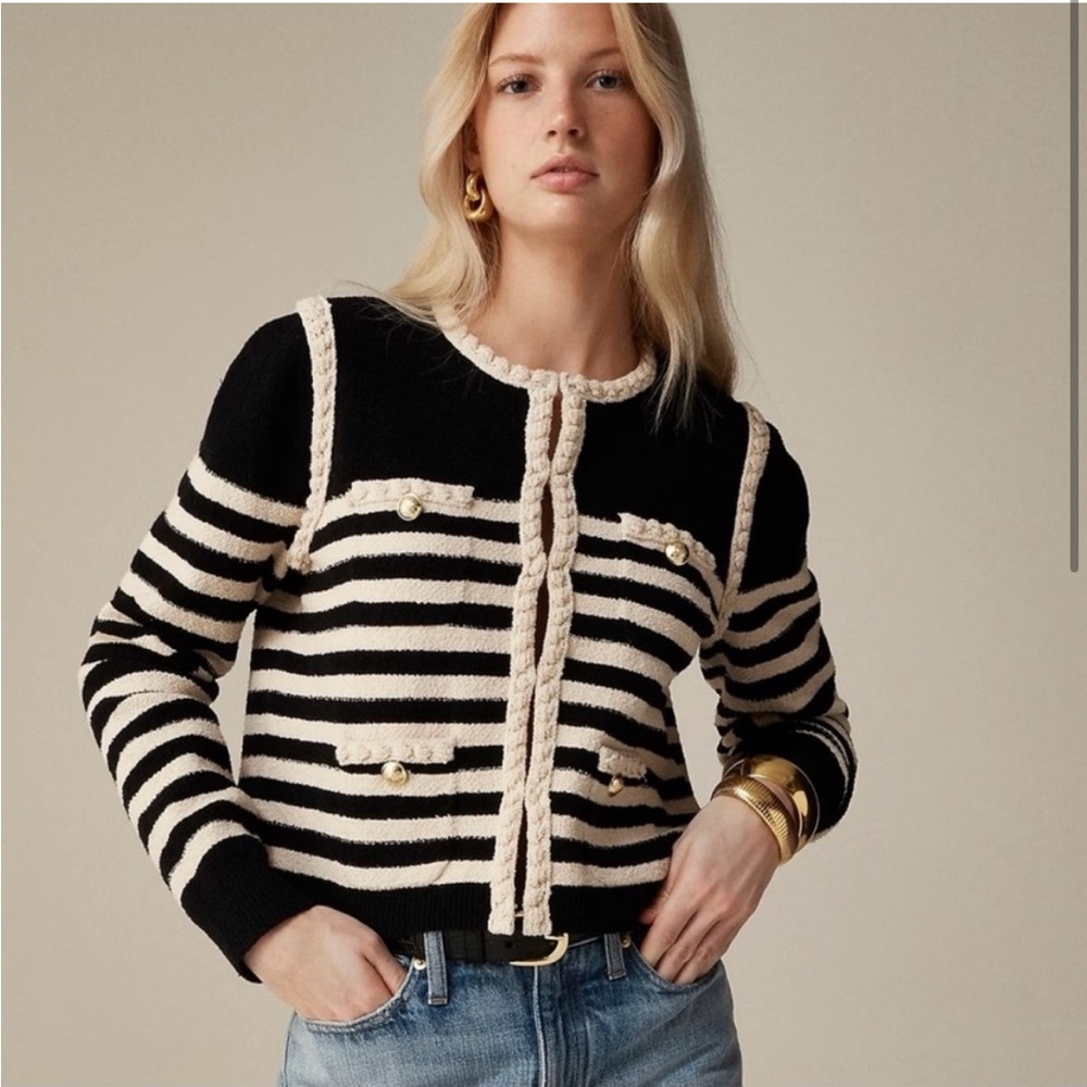 Odette sweater lady jacket in striped bouclé